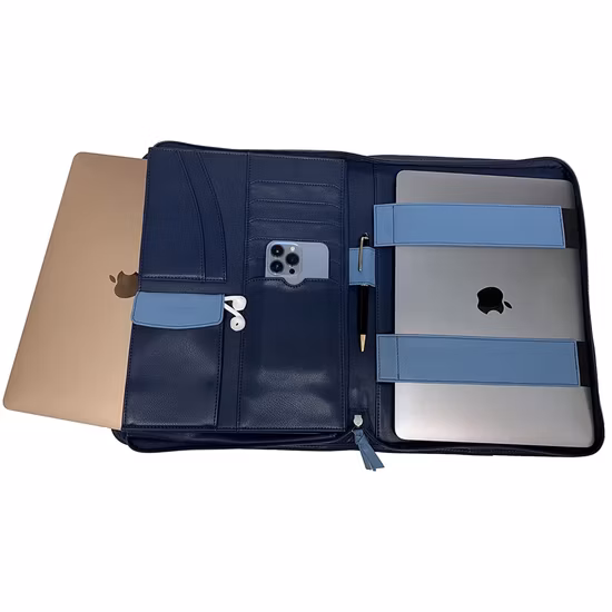 Cartera material del organizador de Padfolio de la cartulina del paño y de cuero con el bolsillo del clip y del teléfono