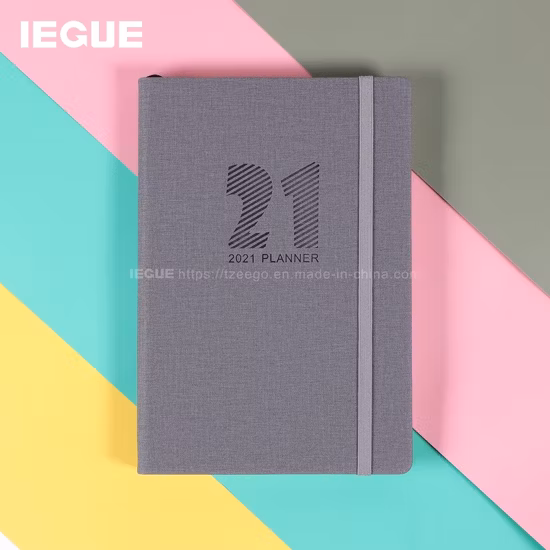 Diario plano de diseño clásico, encuadernación perfecta, cuaderno de tapa suave A5, colorido A4, planificador diario personalizado 2023 con portalápices