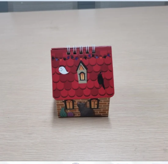 Mini calendario de escritorio estilo caja de papel con forma de casa por encargo