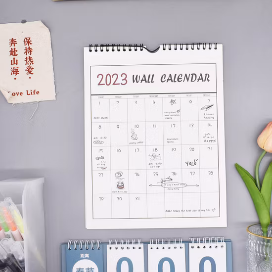 Calendario de papel de pared para planificador de notas, mensual, semanal, diario, anual, para decoración de regalos de oficina, 2023